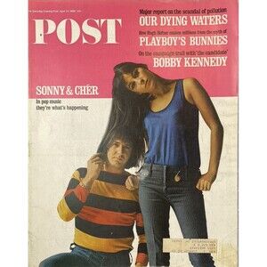 Saturday Evening Post Cover Page Photograph of Sonny & Cher Pop Music 1968